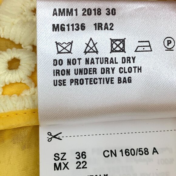 Miu Miu Yellow Floral Lace Mini Skirt Size 36 Made In Italy 100% Polyester Linin - Picture 5 of 9